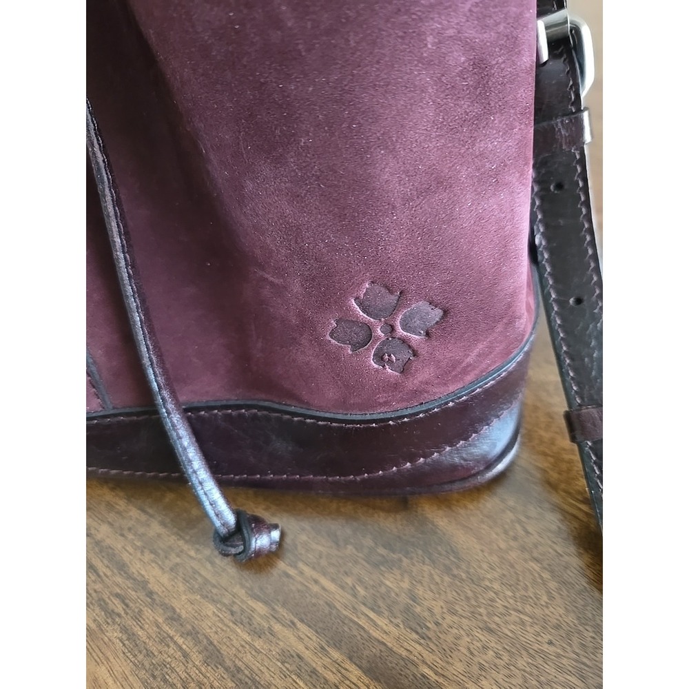 Patricia Nash Melrose Drawstring with Floret Key Fob Plum Nubuck Suede Crossbody - Picture 6 of 16